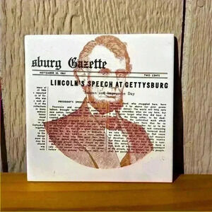 Ceramic Tile Lincoln's Speech at Gettysburg Wall Decoration Mount 6x6”